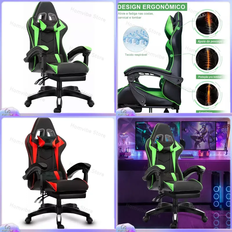 Pc Gaming Gaming - Yüksek Sırtlı Ergonomik Oyun Koltuğu, Ayak